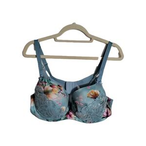 Cacique Lane Bryant Women`s Boost Balconette Bra size 42C Blue Floral